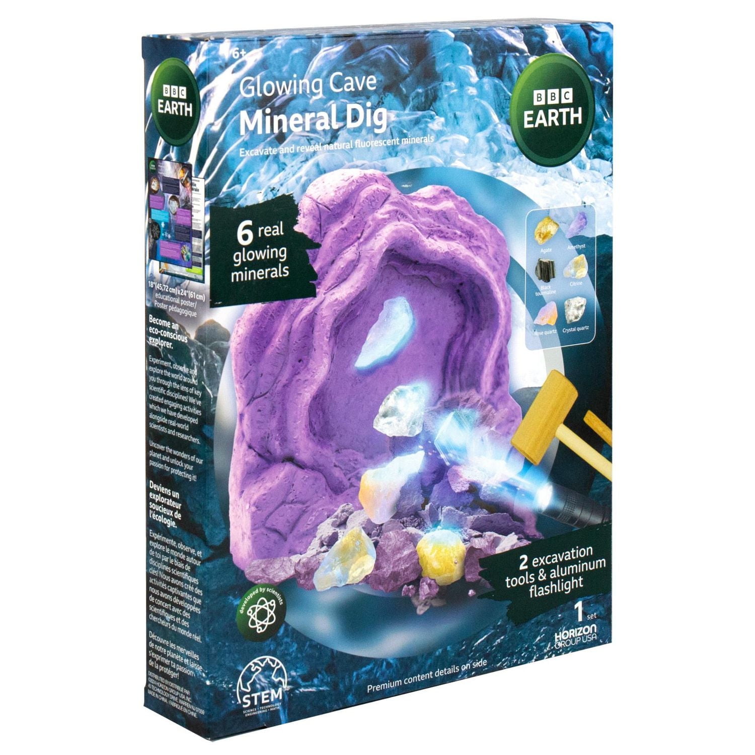 BBC Earth Fouille de minéraux fluorescents dans une grotte Kit d'excavation minérale