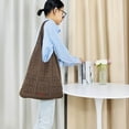thumbnail image 3 of Kukuzhu Women Cotton Knitted Tote Bag Crochet Mesh Beach Shoulder Bag Hollow Summer Bag Woven Hobo Bag for Travel, 3 of 6