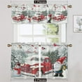 thumbnail image 1 of CUH Xmas Kitchen Valance Christmas Cafe Tier Scarf Slot Top Short Window Curtain Rod Pocket Half Window Drapes Curtain Panel Style-E 2pc-Tier Curtain: W:52''x H:54'', 1 of 6