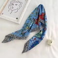 thumbnail image 4 of FOX-TECH Silk Scarf for Hair - Head Scarf for Women, Lightweight Satin Scarf for Hair Wrapping and Sleeping at Night, 35"x35" (Blue Flower), 4 of 6