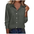 thumbnail image 2 of Otntypg Button Down Shirts for Women Long Sleeve Tops Lightweight Casual V Neck Collared Work Business T-Shirts Blouses Loose Fit Dressy Summer Outfits Gray L, 2 of 6