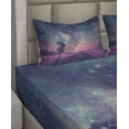 thumbnail image 2 of Ambesonne Galaxy Fitted & Top Sheet Set with Shams, Lonely Tree View, Pink Coral Blue, 2 of 4