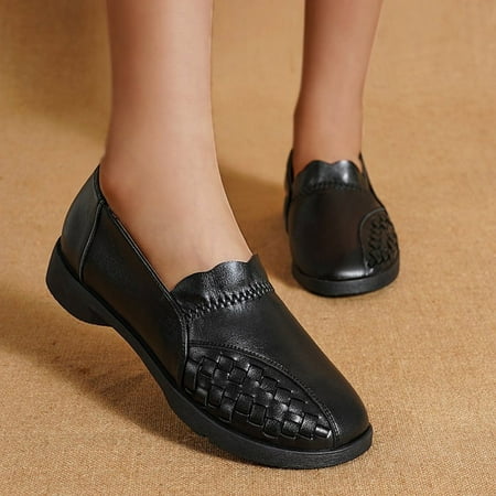 

HIBRO Women Casual Shoes Breathable Slip On Flats Bow Beaded Striped Canvas Straw Sole Leisure Sneakers