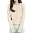 thumbnail image 3 of Women's Casual Sweaters,Lace Up Tops,Long Sleeve Round Neck Pullover Tops for Lightweight Wear 2026 Beige L, 3 of 5