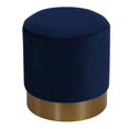 thumbnail image 2 of Cortesi Home Sheppe Cylindrical Ottoman, 18", Blue Velvet With Gold Base, 2 of 4