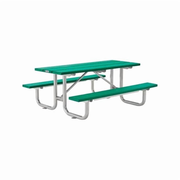 Global Industrial 271675GN 8 ft. Rectangular Picnic Table with Recycled Plastic Steel Base, Green