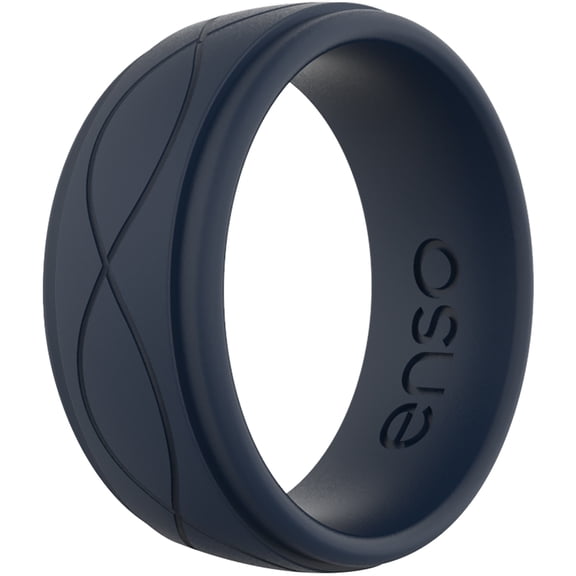 Enso Rings Men's Infinity Series Silicone Ring - Navy Blue - 10