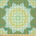 thumbnail image 2 of Ambesonne Ethnic Fabric by the Yard Microfiber, Mandala Inspired Flourishes, 2 Yards, Green Mustard White, 2 of 2