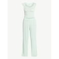 thumbnail image 4 of No Boundaries Sleep Pointelle Baby Tee and Pants Set, 2-Piece, Women’s XXS-3X, 4 of 4