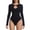 Black, variant on Purcolt Women's Plus Size Keyhole Seamless Shapewear Bodysuits One Piece Long Sleeve Bodycon Rompers Sleepwear Onesie Jumpsuit Tummy Control Body Shaper Snatching Body Suit