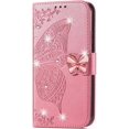 thumbnail image 2 of Wallet Case for Samsung Galaxy Z Fold4,3D Butterfly Pattern PU Leather Case with Magnetic Clasp and Cash Card Slots Holder Holster for Samsung Galaxy Z Fold4 5G, HZD Rhinestone Pink, 2 of 17