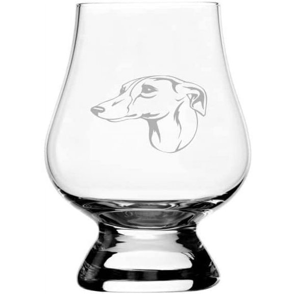 WHIPPET Dog Themed Etched 2.5oz Glencairn Wee Whisky Glass