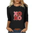 thumbnail image 2 of RKSTN Valentine's Gifts Women's 3/4 Sleeve T Shirts Top Oversized Crewneck Valentines Graphic Print Short Sleeve Shirt Womens Casual Solid Round Neck Loose Three Quarter Sleeve Shirt Spring Clothes, 2 of 7