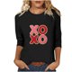 thumbnail image 2 of RKSTN Valentine's Gifts Women's 3/4 Sleeve T Shirts Top Oversized Crewneck Valentines Graphic Print Short Sleeve Shirt Womens Casual Solid Round Neck Loose Three Quarter Sleeve Shirt Spring Clothes, 2 of 7