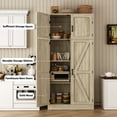 thumbnail image 4 of Homieasy 71” Tall Farmhouse Kitchen Pantry Cabinet with Adjustable Shelves and Barn Doors, Versatile Storage Cabinet for Dinning Room, Bathroom, Living Room, White Oak, 4 of 7