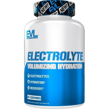 Evlution Nutrition Volumizing Electrolyte Hydration Tablets - Rapid Rehydration Supplement - Recharge and Recover - Contains 8 Key Electrolytes - Vegan, Gluten-Free, and Keto Friendly - 60 Servings