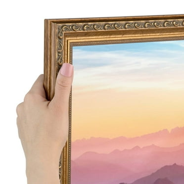 ArtToFrames 8" x 20" Dark Gold Picture Frame, 8x20 inch Gold Wood Poster Frame (WOM-4553)