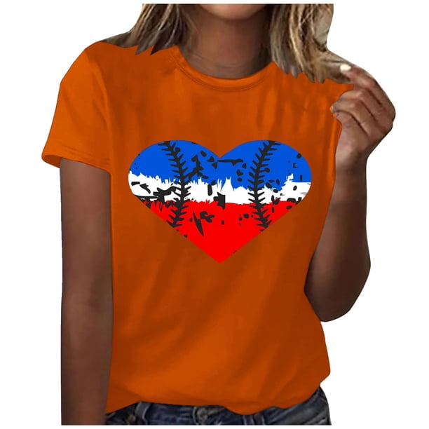 Blusa informal de manga corta con cuello redondo y estampado suelto de verano para mujer con estilo OAVQHLG3B Store lin121212