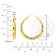 thumbnail image 4 of Decadence 14K Yellow Gold 2x26mm Round Diamond Cut Flower Hoop Earrings, 4 of 5