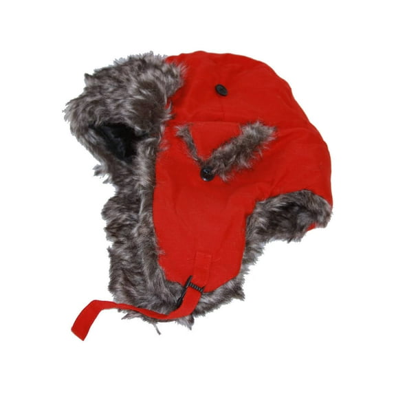 Ushanka Faux Fur Trapper Winter Flight Trooper Hat Cap - RED