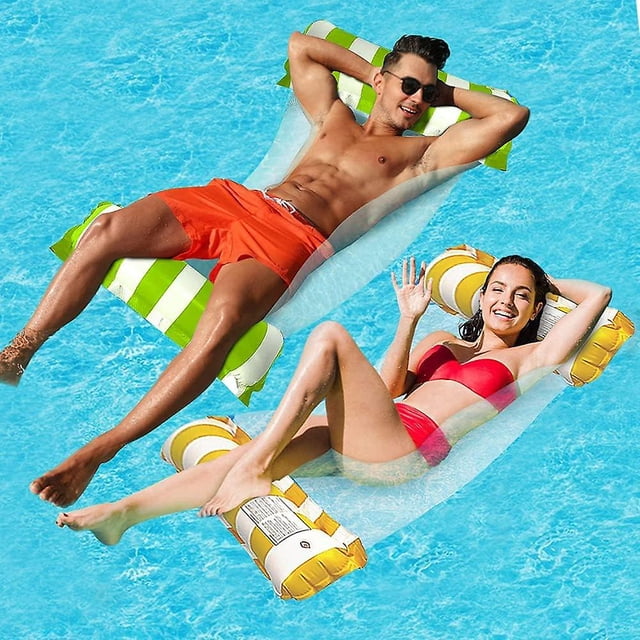 Pool Hammock, Set of 2 Floating Hammock Floating Bed Lounger Inflatable 4-in-1 Portable Foldable Floating Hammock Ultralight Floating Hammock,Orange+G