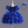 thumbnail image 2 of HIPYLO Christmas Dresses for Teens Black Dress for Wedding Guest Off Shoulder Dress Wednesday Dress Dance Outfits for Girls Gifts for Baby Girl, Blue 3-4 Years, 2 of 5