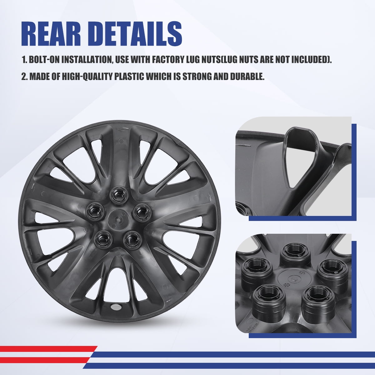 4PCS/Set 18" Steel Wheel Hubcaps for 2014-2020 Chevy Impala,Bolt-on Installation,Heavy Duty PP Material,Black Lacquer