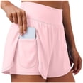thumbnail image 6 of COMVALUE Women's Running Shorts with Zipper Pocket 2 in 1 High Wasited Workout Athletic Gym Yoga Spandex Shorts for Women Pink S, 6 of 7