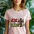 thumbnail image 5 of Jesus is the Reason Graphic T-Shirt with Plaid Cross Design, Gold, Size S, 5 of 6