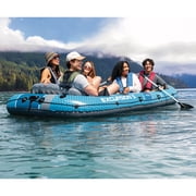 INTEX 66325EP Excursion 5 Inflatable Boat Set w/Oars, Pump, Adjustable Seats & Rod Holders