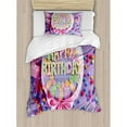 thumbnail image 3 of Birthday Duvet Cover Set Queen Size, Delicious Birthday Cake on a Table with Stars and Presents Party Yummy Dessert, Decorative 3 Piece Bedding Set with 2 Pillow Shams, Multicolor, by Ambesonne, 3 of 3