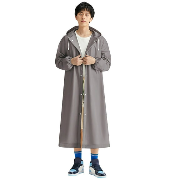 Yibooy Adult Long Raincoat Drawstring EVA Rain Coat for Men Women Adults (Black)