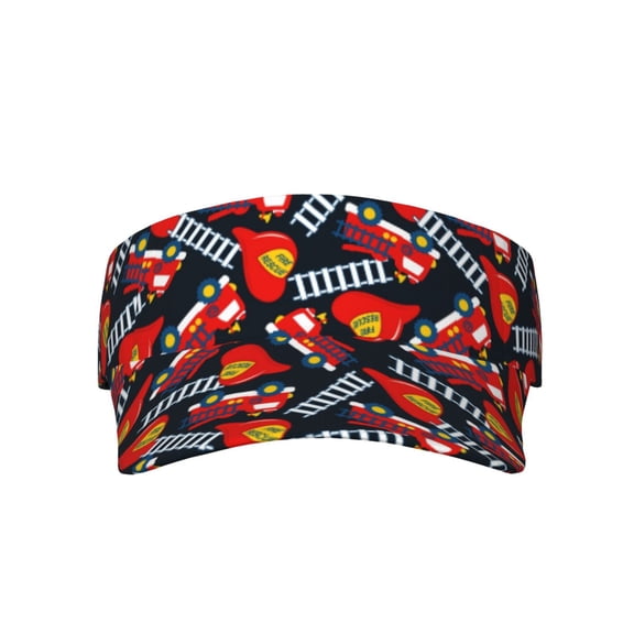 Bingfone Adjustable Empty Top Sun Visor for Women and Men-Fire Rescue With Red Helmet And Truck
