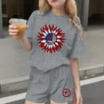 thumbnail image 3 of Stamzod Girls' Clothing Sets Summer Outfits American Flag Short Sleeve Tee and Shorts Set 2 Piece Outfit Gray B 9-10Years, 3 of 7