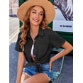 thumbnail image 4 of Zeagoo Shirts for Women Button Down Linen Cotton 100% Casual Shirts Short Sleeve Tops Business Blouses, 4 of 7