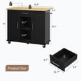 thumbnail image 7 of Walsunny Kitchen Islands Carts with Drop Leaf Table 1 Drawer 5 Wheels 2 Magnetic Doors Rolling Storage Cabinet Black, 7 of 7