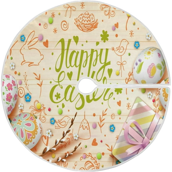 FMSHPON Easter Xmas Christmas Tree Skirt Stand Mat for Holiday Party Decoration Indoor Outdoor 36 inches