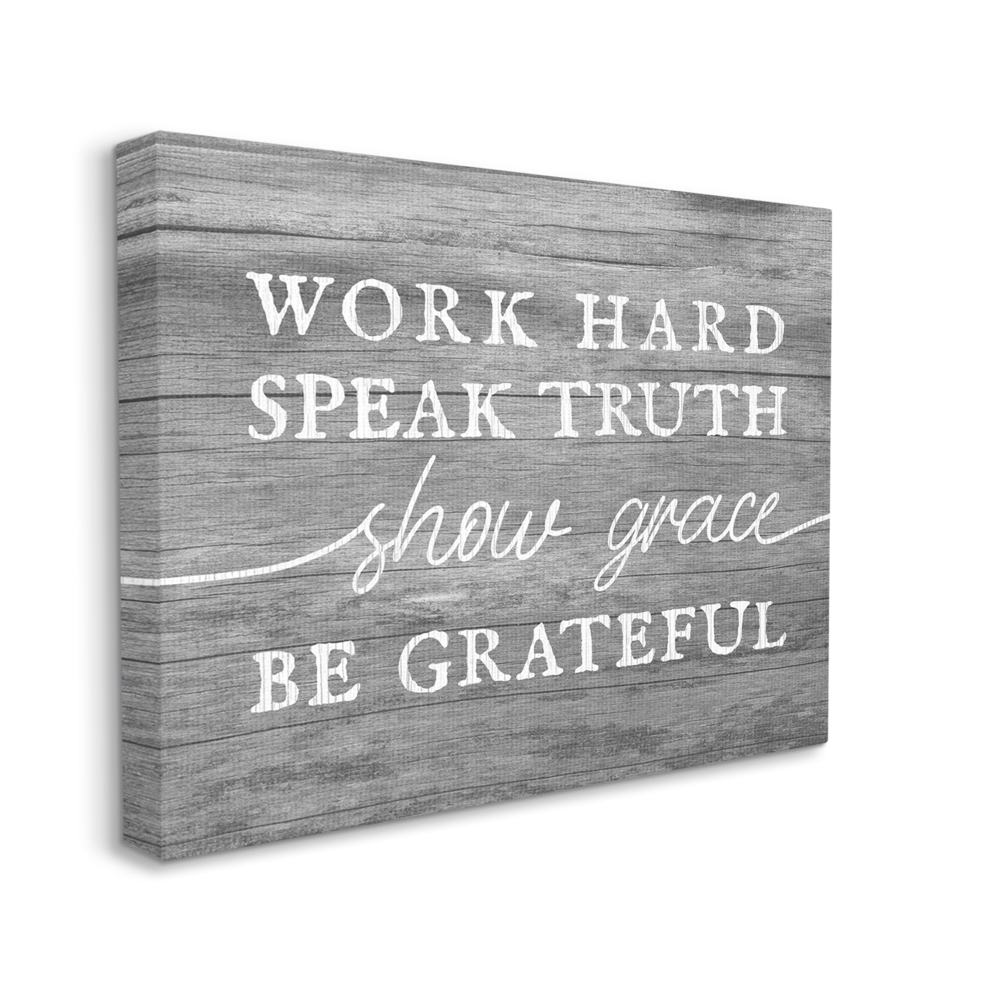 Stupell Industries Be Grateful Rustic Grain Pattern Motivational Phrase Graphic Art Gallery Wrapped Canvas Print Wall Art, Design by Daphne Polselli