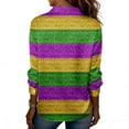 thumbnail image 7 of Mardi Gras Shirts for Women Button Up Striped Collar Shirt Casual Costume Carnival Tee Mardi Gras Outfit for Women, 7 of 7