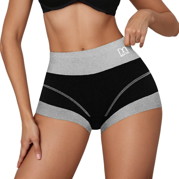Wovix Boy Shorts Underwear for Women High Waisted Cotton Boxers Briefs Stretch Panties Comfy Daily Underpants Grey L