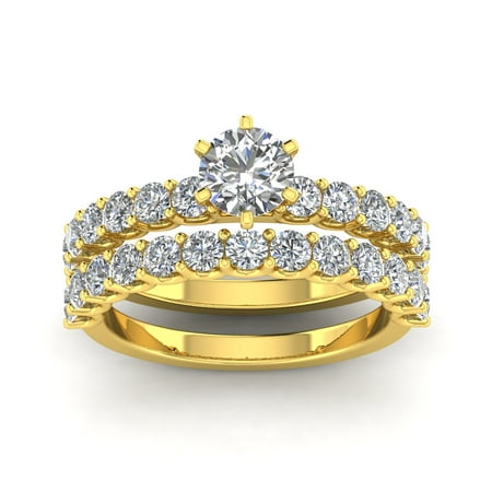 Certified 3.00ctw Diamond Solitaire Engagement Ring Bridal Set in 14k Yellow Gold (G-H, I1)