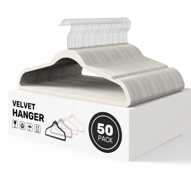 Velvet Hangers Simple Deluxe, 50 unidades, color blanco, muy resistente