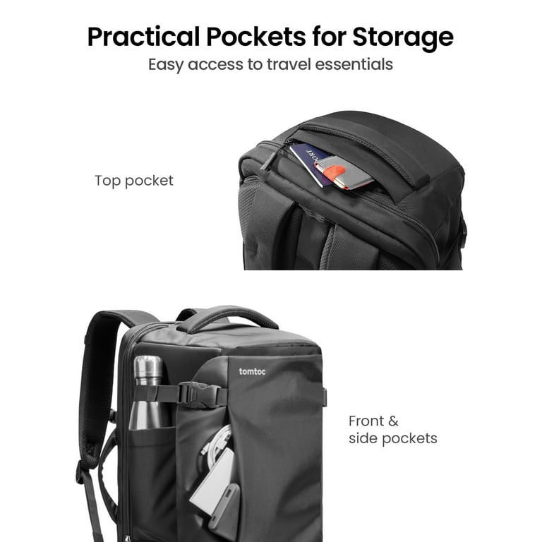 tomtoc Travel Backpack 40L, TSA Friendly Carry-on Fits 17.3