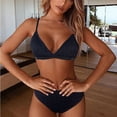 thumbnail image 2 of Cethrio Women Swimsuit Two Piece- Sexy Split Two-Piece Solid Beach Padded Bra Swimwear Black, 2 of 7