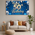thumbnail image 7 of Blue Background 50th Birthday Party Banner with Glittery Stars Balloons and Streamers Backdrop Decorations for Birthday Party Celebrations Photography Props Decor Party Supplies, 7 of 7