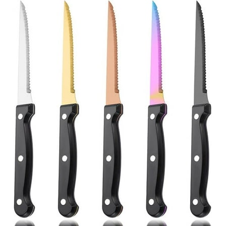 5-Piece Serrated Steak Knives Set - Stainless Steel Sharp Kitchen Cutlery