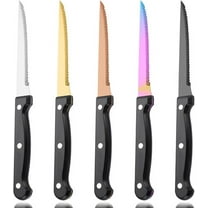 5-Piece Serrated Steak Knives Set - Stainless Steel Sharp Kitchen Cutlery