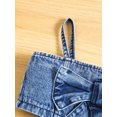 thumbnail image 4 of Mevireiy 2 Pcs Toddler Girls Summer Outfit Spaghetti Strap Bow Denim Camisole Irregular Skirt Shorts, 4 of 7