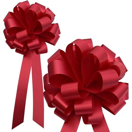 Apple Red Pull Bows with Tails – 8 Wide Set of 6 4th of July America 250 Anniversary Mother s Day Birthday Wreath Fundraiser Gift Basket USA Patriotic Decor Team Colors School Graduation