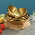 thumbnail image 4 of YAOMOBB Non-slip Stainless Steel Bowl Creative Stainless Steel Soup Bowl Korean Style Golden Silver Color Fruit Salad Bowl Single Layer Tableware Kitchen Utensils, 4 of 7